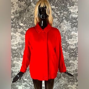 Red Wool Bomber-Style Coat